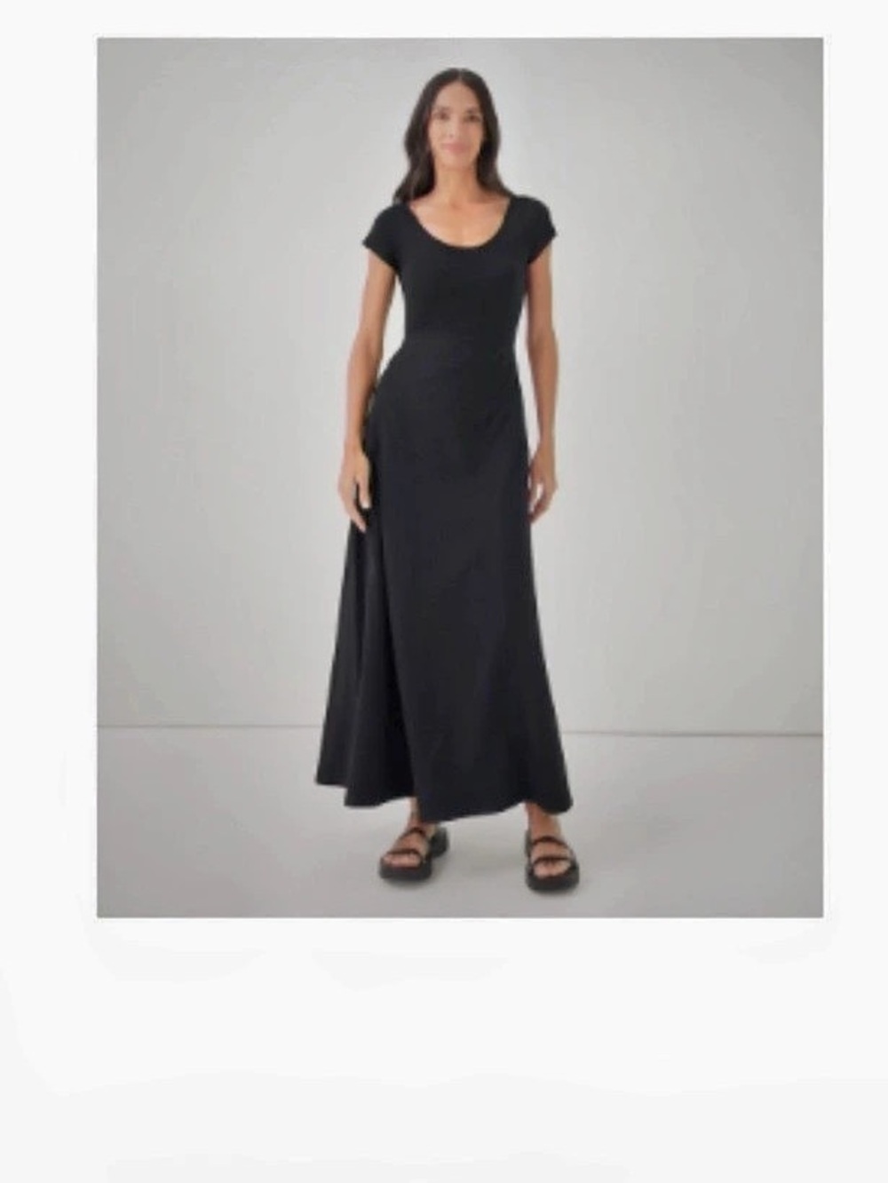 Pact Organic Fit & Flare cross Back Maxi Dress Black Medium